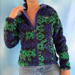 Patagonia high pile fleece zip up hooded jacket